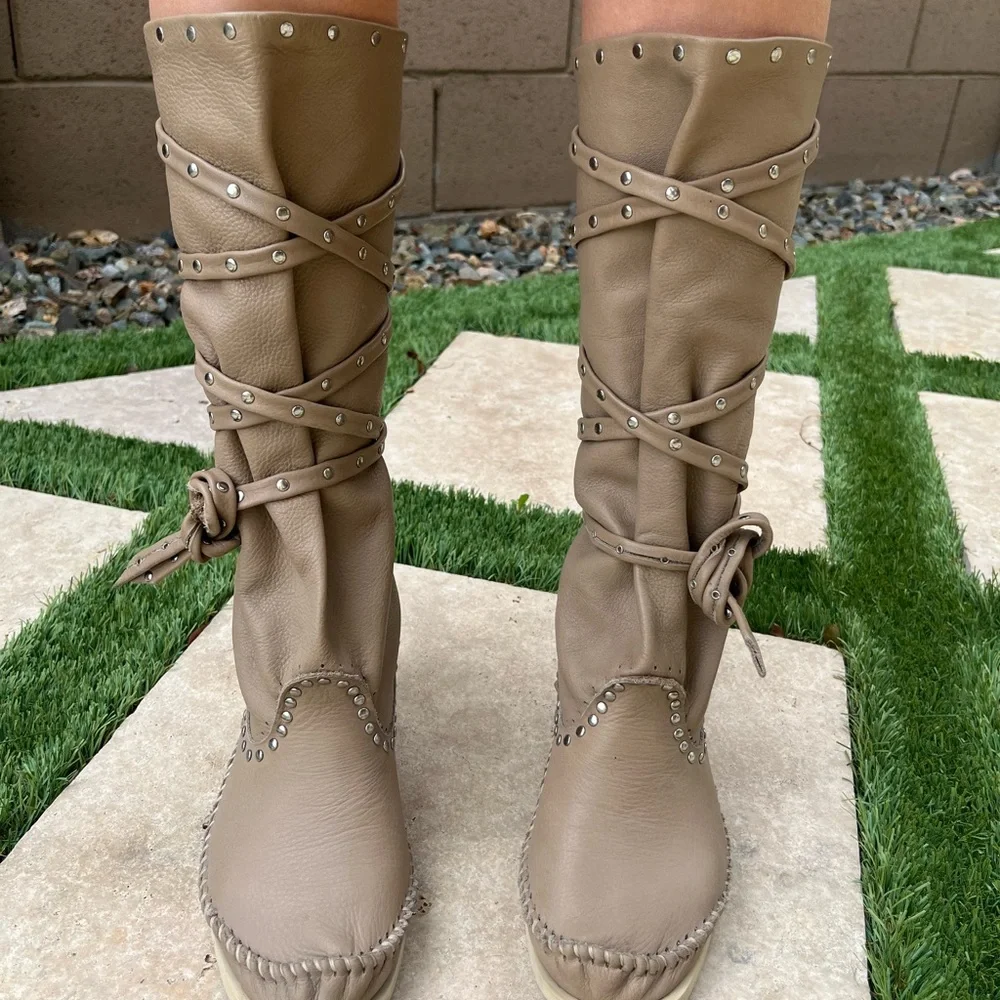 Hector Riccione moccasin boots tan leather - Picture 6 of 15